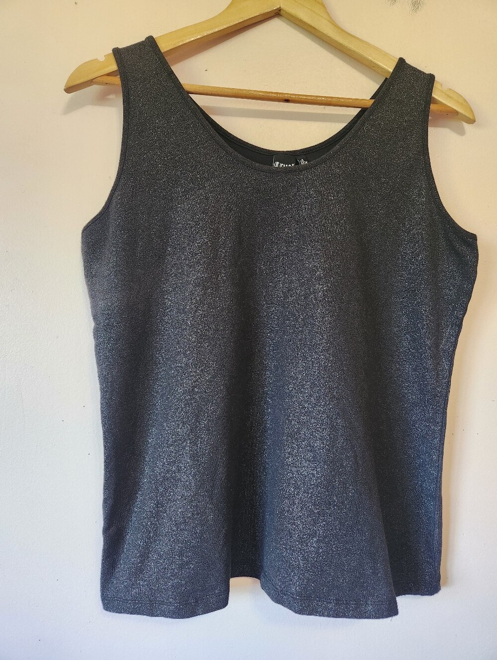 Cruel Black Silver Shimmer Metallic Western Rodeo Y2K Concert Tank Top XL